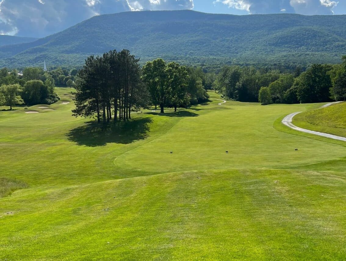 Mountain view from Ekwanok Country Club on the golf course green