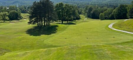 Mountain view from Ekwanok Country Club on the golf course green