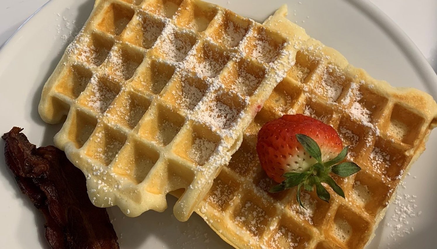 Belgian waffles with strawberry