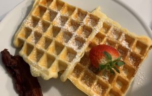 Belgian waffles with strawberry