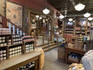 shelves with jars of jam