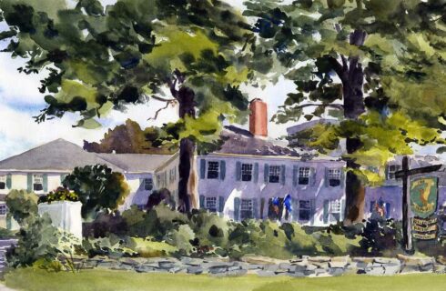 Watercolor rendering by professional artist of the Inn