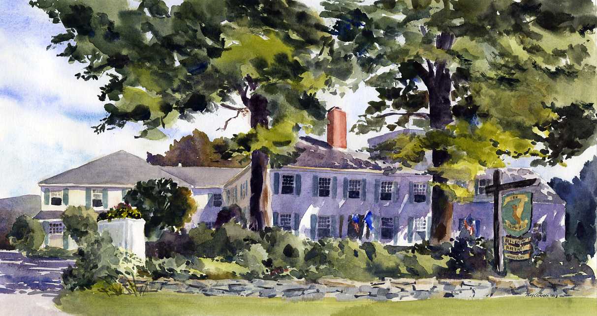 Watercolor rendering by professional artist of the Inn