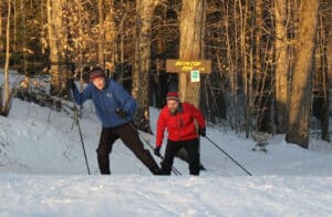 Image of two peopple skiing
